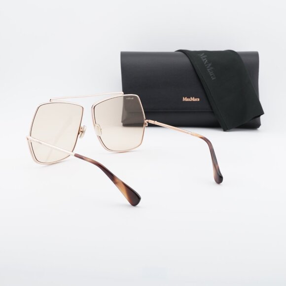 Max Mara Elsa MM0006 28E Geometric Sunglasses - Shiny Rose Gold/Brown main image 8